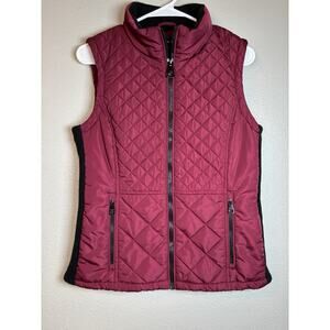 Andrew Marc Women's Vest Quilted Puffer Full‎ Zip Burgundy Red Size Small